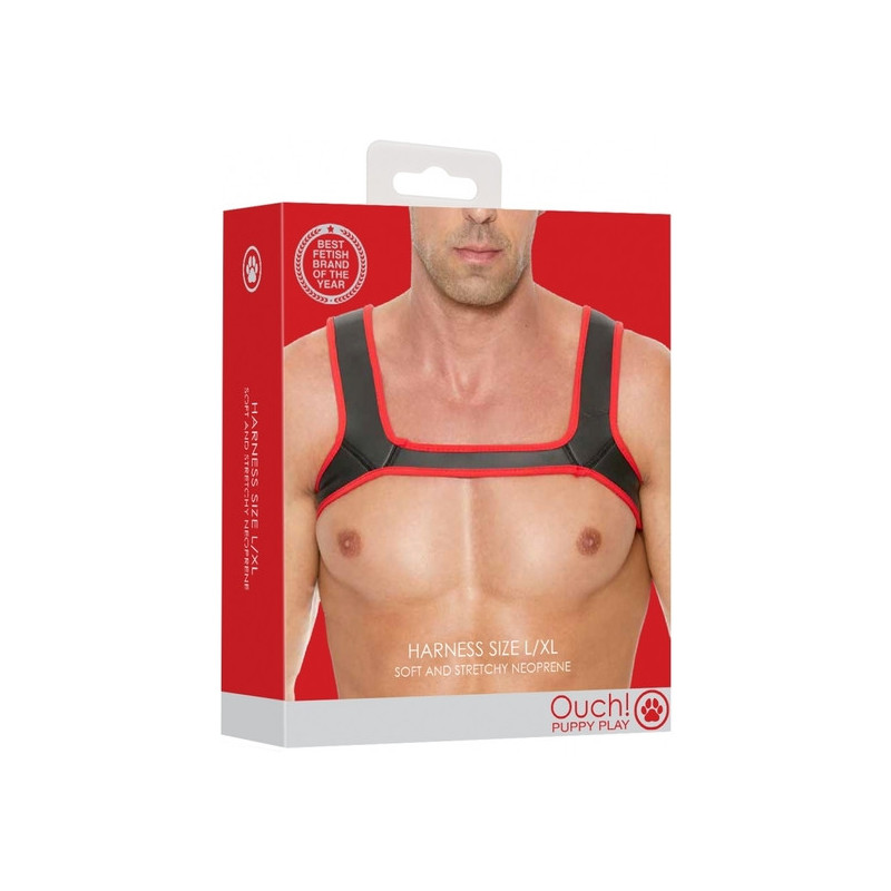 OUCH PUPPY PLAY - ARNÉS DE NEOPRENO - ROJO