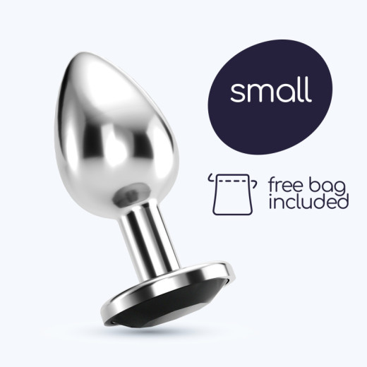 Plug Anal Bijou con Joya Negro Pequeño + Bolsa Aterciopelada Crushious