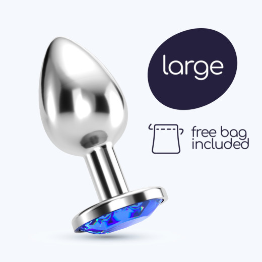Plug Anal Bijou con Joya Azul Grande + Bolsa Aterciopelada Crushious