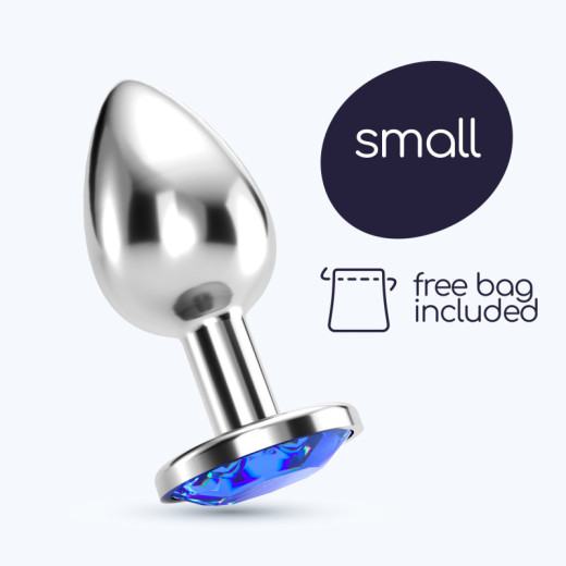 Plug Anal Bijou con Joya Azul Pequeño + Bolsa Aterciopelada Crushious