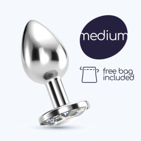Plug Anal Bijou con Joya Transparente Mediano + Bolsa Aterciopelada Crushious