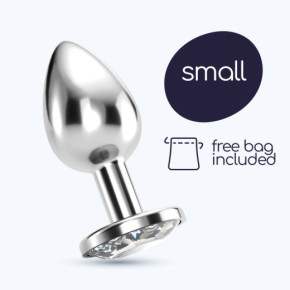 Plug Anal Bijou con Joya Transparente Pequeño + Bolsa Aterciopelada Crushious