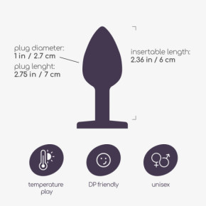 Plug Anal Bijou con Joya Transparente Pequeño + Bolsa Aterciopelada Crushious
