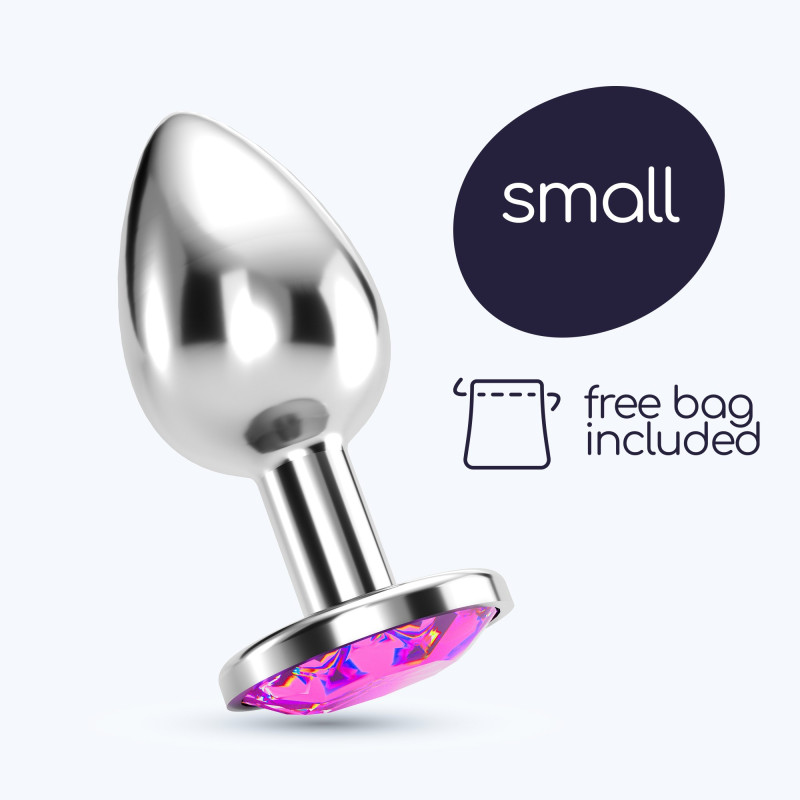Plug Anal Bijou con Joya Rosa Pequeño + Bolsa Aterciopelada Crushious