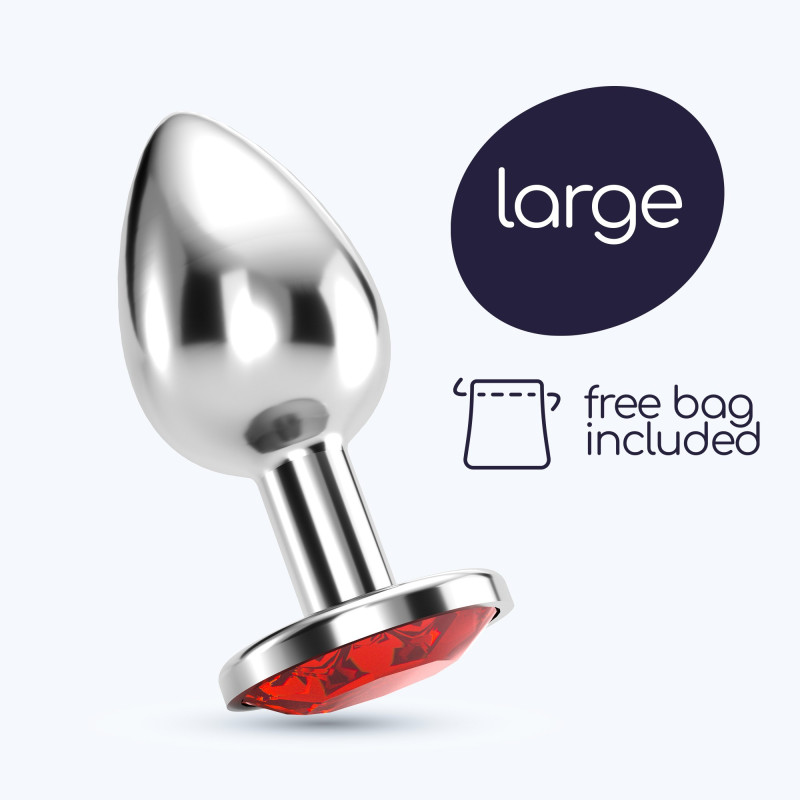 Plug Anal Bijou con Joya Roja Grande + Bolsa Aterciopelada Crushious
