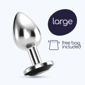 Plug Anal Bijou con Joya Negro Grande + Bolsa Aterciopelada Crushious