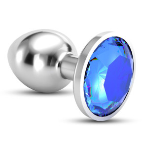 Plug Anal Bijou con Joya Azul Grande + Bolsa Aterciopelada Crushious