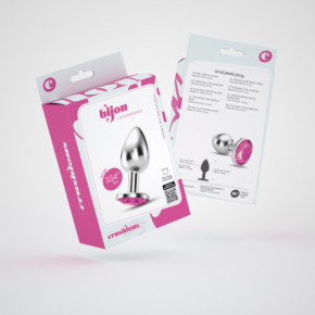 Plug Anal Bijou con Joya Rosa Grande + Bolsa Aterciopelada Crushious
