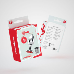 Plug Anal Bijou con Joya Roja Mediano + Bolsa Aterciopelada Crushious