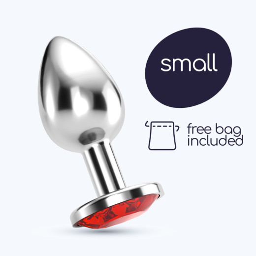 Plug Anal Bijou con Joya Roja Pequeño + Bolsa Aterciopelada Crushious
