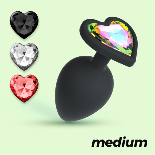 Plug Anal Cuore Mediano con 4 Joyas Intercambiables Crushious