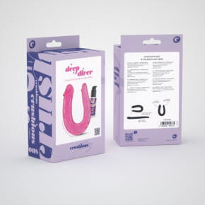 Dildo Doble Deep Diver con Lubricante Anal 50 ml Rosa Crushious