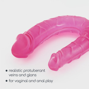 Dildo Doble Deep Diver con Lubricante Anal 50 ml Rosa Crushious