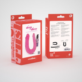 Dildo Doble Deep Diver con Lubricante Anal 50 ml Rosa Crushious