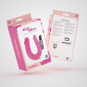 Dildo Doble Deep Diver con Lubricante Anal 50 ml Rosa Crushious