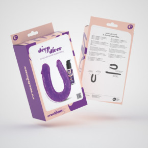Dildo Doble Deep Diver con Lubricante Anal 50 ml Morado Crushious