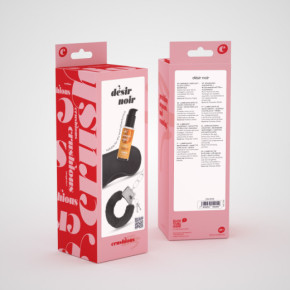 Set Désir Noir: Esposas + Antifaz de Satén + Lubricante con Efecto Calor Crushious