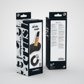 Set Désir Noir: Esposas + Antifaz de Satén + Lubricante con Efecto Calor Crushious