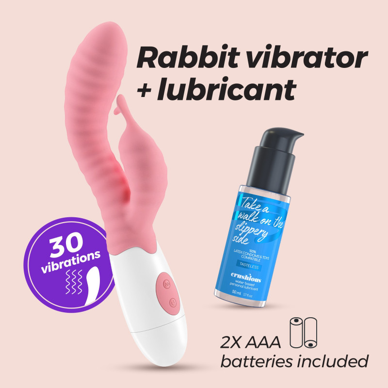 Vibrador Conejito Gummie Rosa con Lubricante Base Agua Incluido Crushious