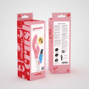 Vibrador Conejito Gummie Rosa con Lubricante Base Agua Incluido Crushious