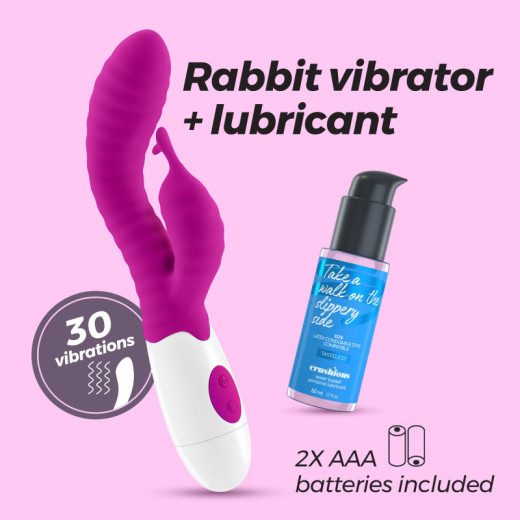 Vibrador Conejito Gummie Morado con Lubricante Base Agua Incluido Crushious