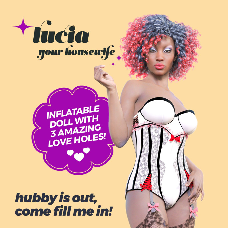 Muñeca Hinchable Ebony Lucia la Ama de Casa Crushious