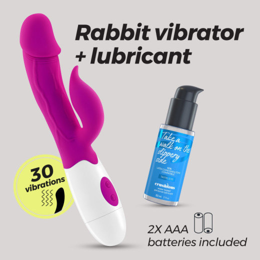 Vibrador Conejito Mochi Morado con Lubricante Base Agua Incluido Crushious