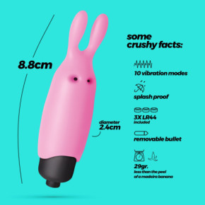 O-Pet Rabbit con Bala Vibradora de 10 Ritmos Rosa Pastel Crushious