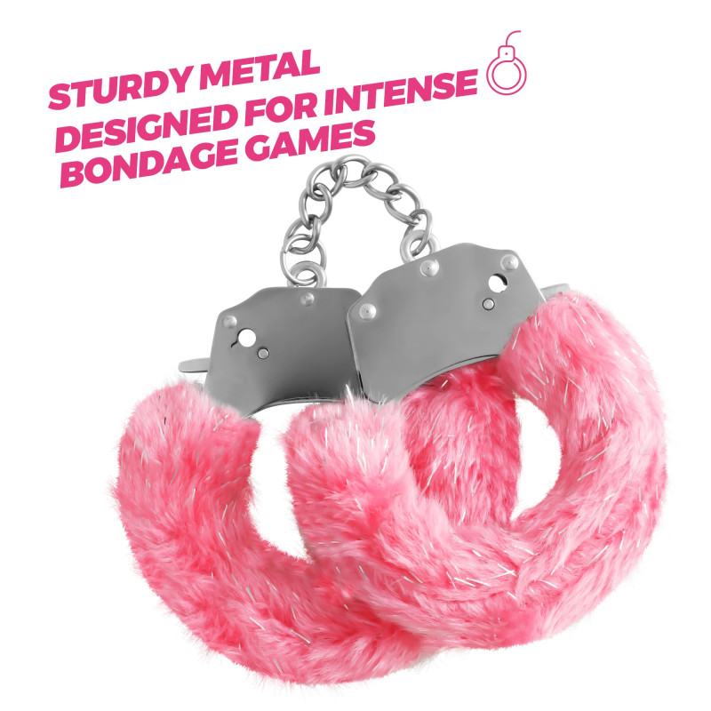 Esposas Metálicas Spangle con Peluche Rosa Crushious