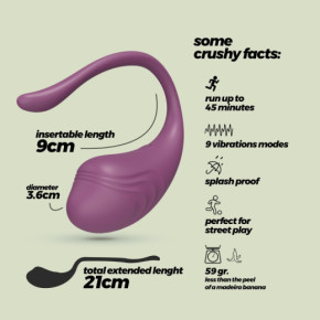 Huevo Vibrador Recargable Tamago con Control Remoto Morado Crushious