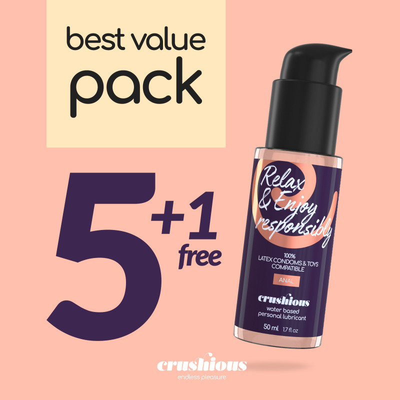 Pack de 5 Lubricantes para Uso Anal Crushious 50 ml + 1 Gratis