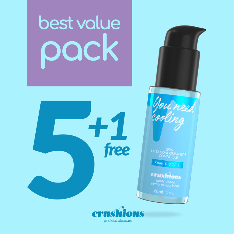 Pack de 5 Lubricantes con Efecto Refrescante Crushious 50 ml + 1 Gratis