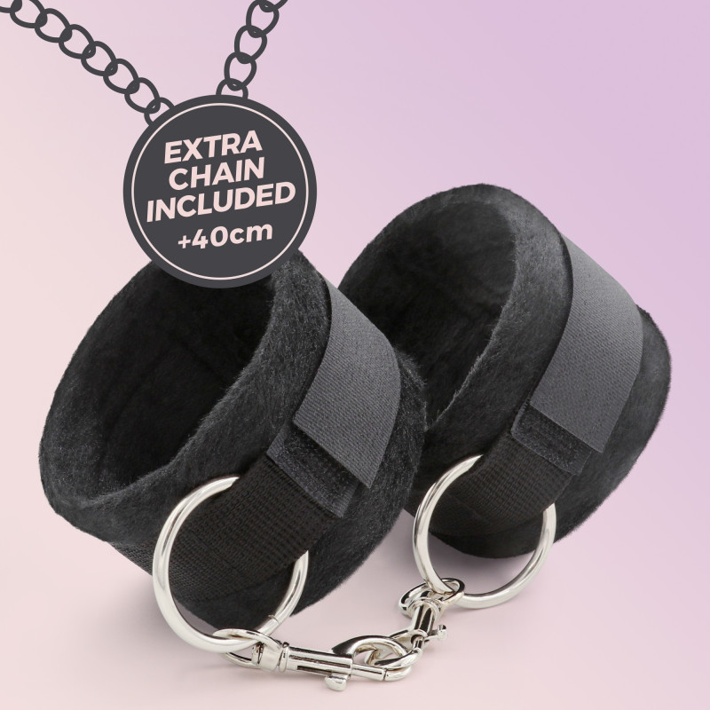 Esposas de Velcro Tough Love con Cadena Extra de 40 cm Negras Crushious