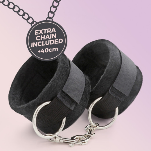 Esposas de Velcro Tough Love con Cadena Extra de 40 cm Negras Crushious