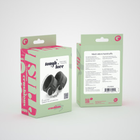 Esposas de Velcro Tough Love con Cadena Extra de 40 cm Negras Crushious