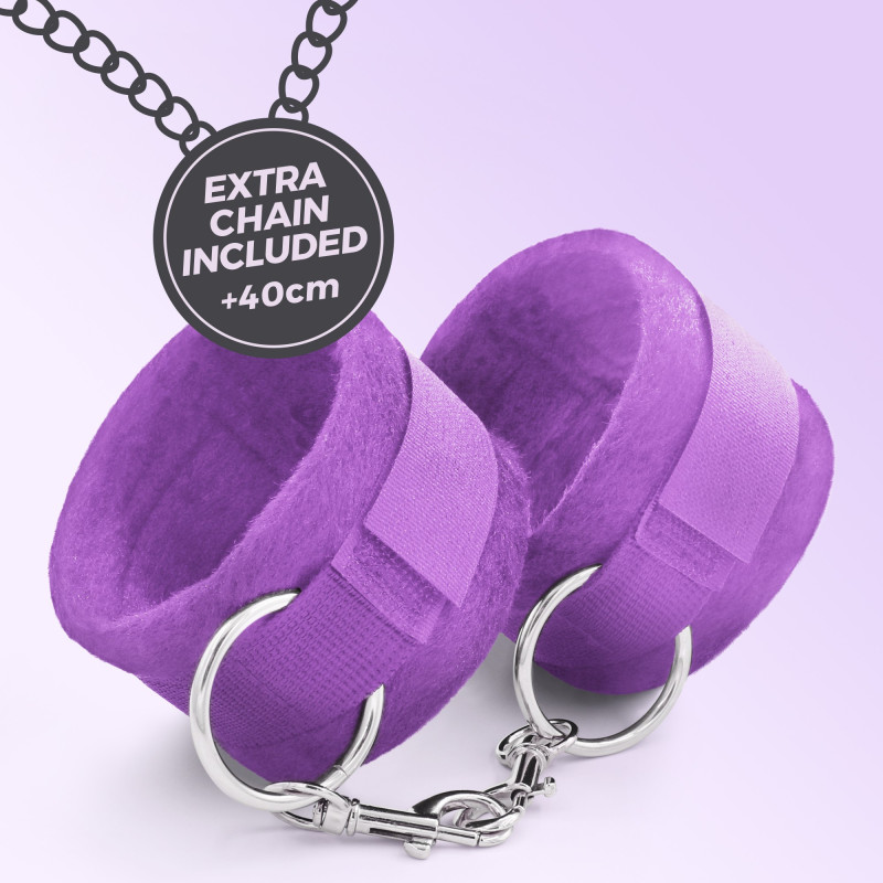 Esposas de Velcro Tough Love con Cadena Extra de 40 cm Moradas Crushious