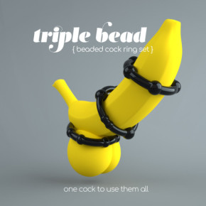 Set de Anillos para el Pene Triple Bead Negro Crushious