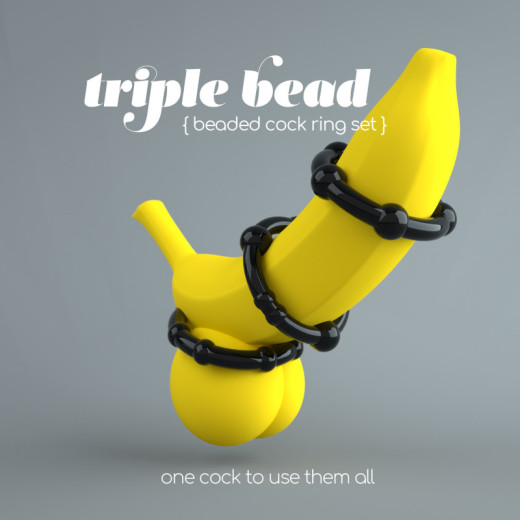 Set de Anillos para el Pene Triple Bead Negro Crushious