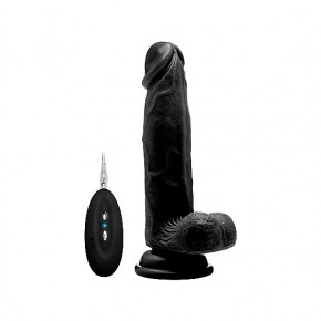 REALROCK PENE VIBRADOR CON ESCROTO 20 CM NEGRO