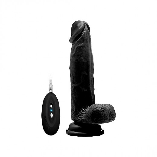 REALROCK PENE VIBRADOR CON ESCROTO 20 CM NEGRO